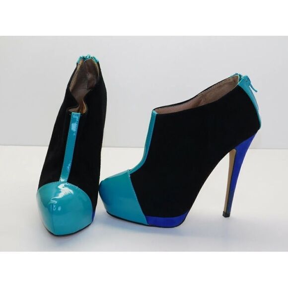 Aldo Color Block Suede Ankle Booties Size 7.  B55 - Picture 7 of 11